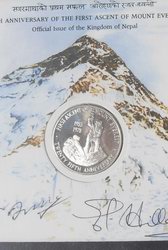 1978 Everest 50th Anniversary stamp & coin signed by tenzing hillary